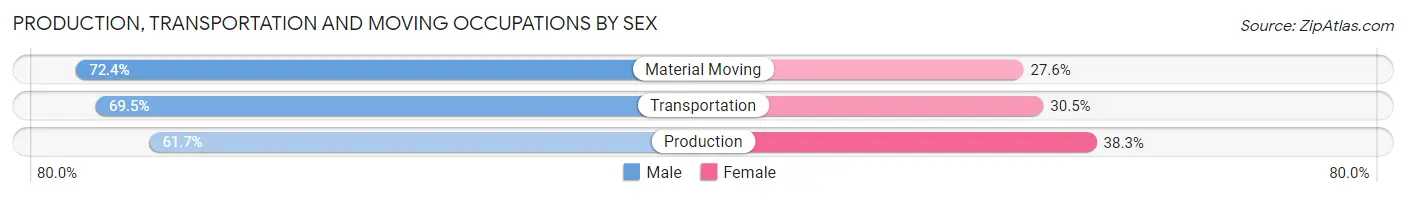 Production, Transportation and Moving Occupations by Sex in Zip Code 36604