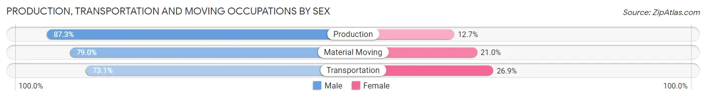 Production, Transportation and Moving Occupations by Sex in Zip Code 36613