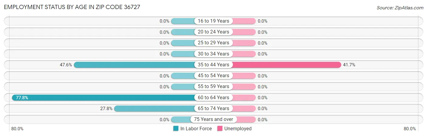 Employment Status by Age in Zip Code 36727