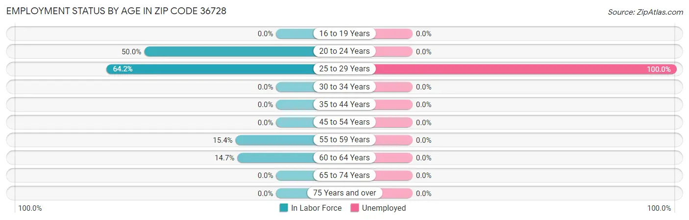 Employment Status by Age in Zip Code 36728