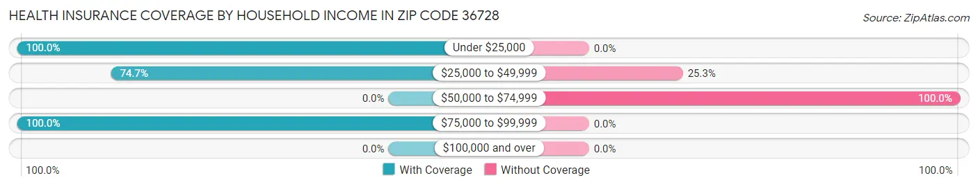 Health Insurance Coverage by Household Income in Zip Code 36728