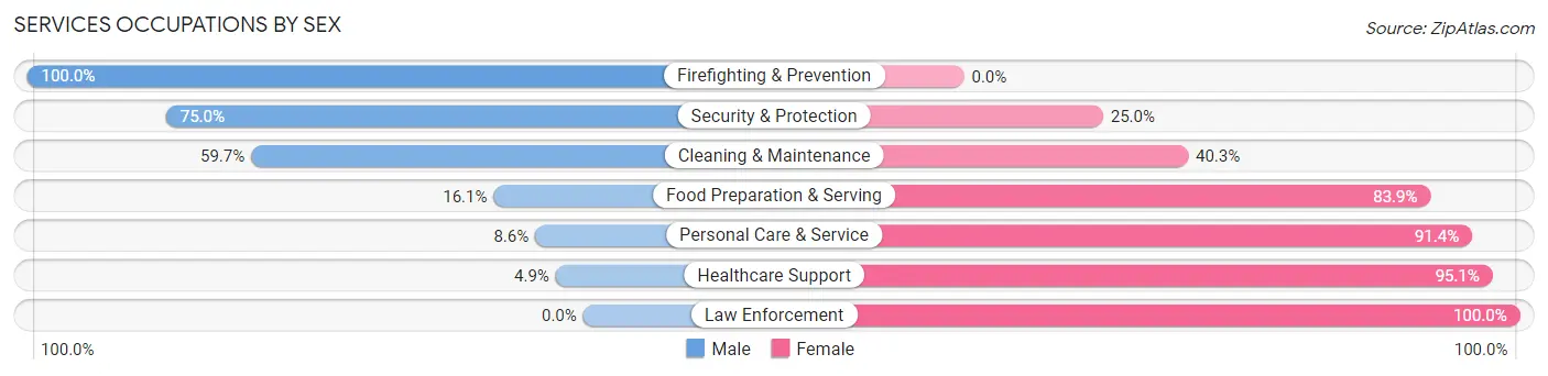 Services Occupations by Sex in Zip Code 36732