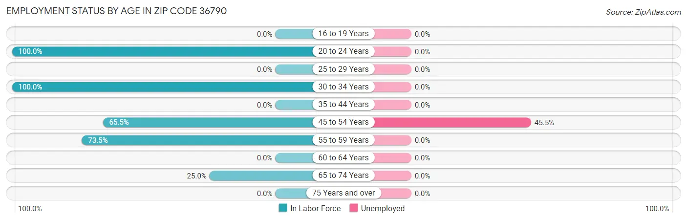 Employment Status by Age in Zip Code 36790