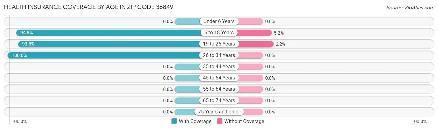 Health Insurance Coverage by Age in Zip Code 36849