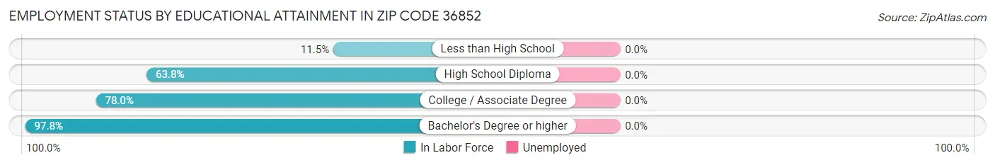 Employment Status by Educational Attainment in Zip Code 36852