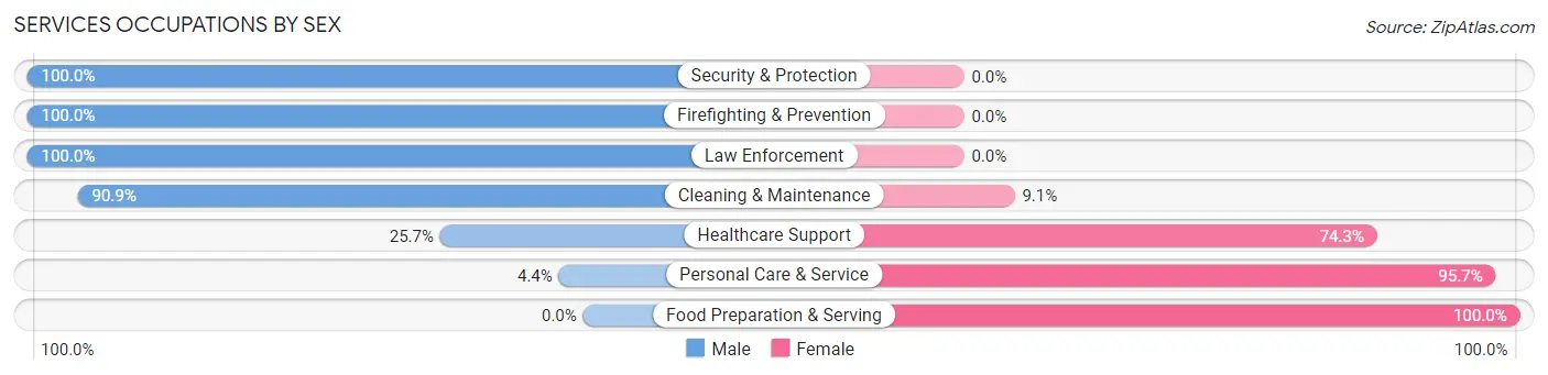 Services Occupations by Sex in Zip Code 36861