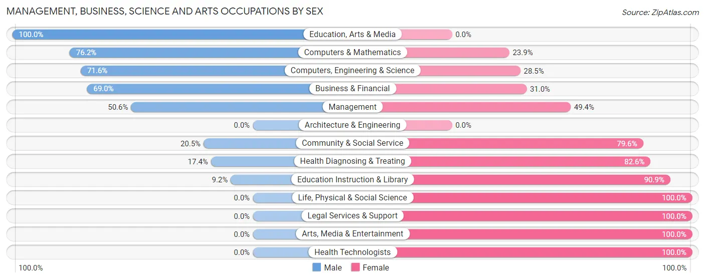 Management, Business, Science and Arts Occupations by Sex in Zip Code 36863