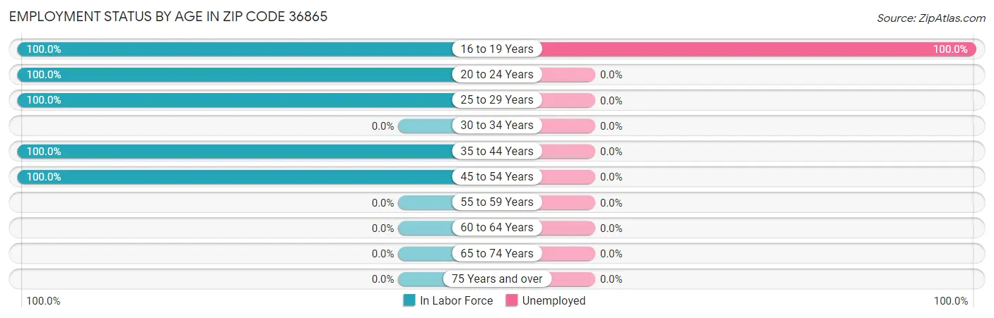 Employment Status by Age in Zip Code 36865
