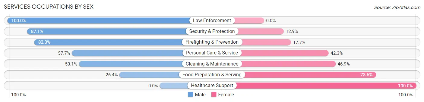 Services Occupations by Sex in Zip Code 36869