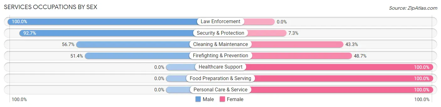 Services Occupations by Sex in Zip Code 36874