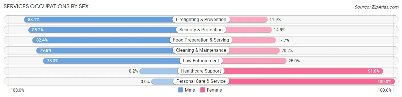 Services Occupations by Sex in Zip Code 37010