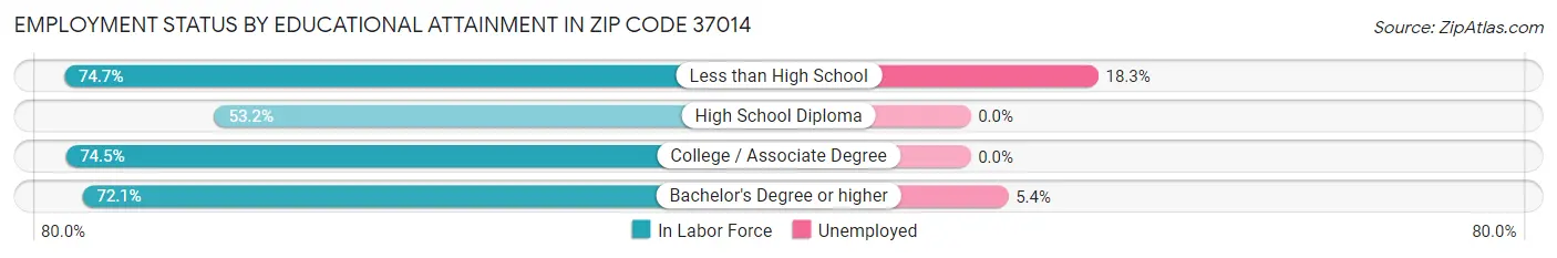 Employment Status by Educational Attainment in Zip Code 37014