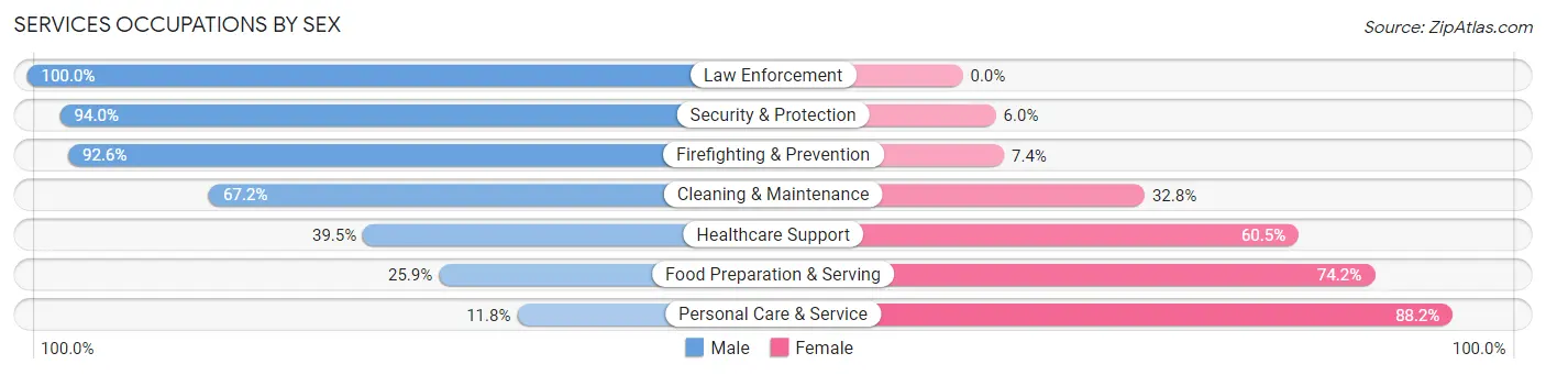Services Occupations by Sex in Zip Code 37015