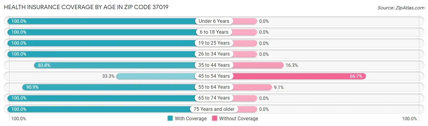 Health Insurance Coverage by Age in Zip Code 37019
