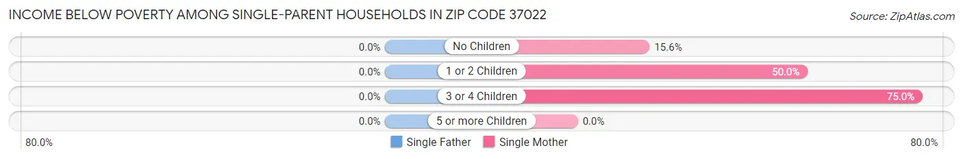 Income Below Poverty Among Single-Parent Households in Zip Code 37022