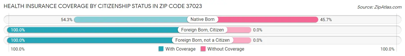 Health Insurance Coverage by Citizenship Status in Zip Code 37023