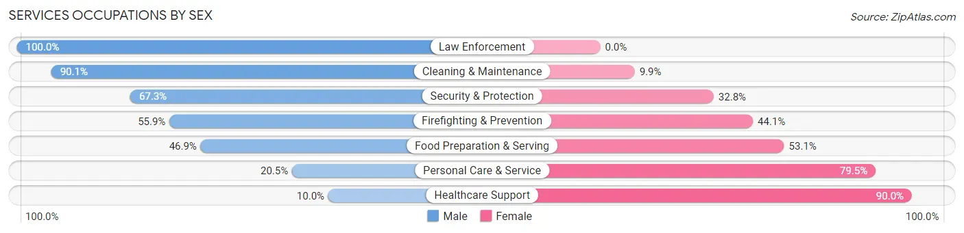 Services Occupations by Sex in Zip Code 37027