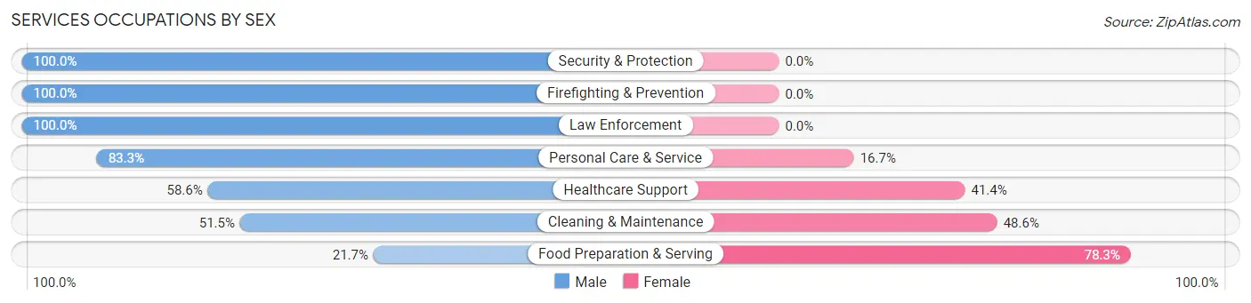 Services Occupations by Sex in Zip Code 37033