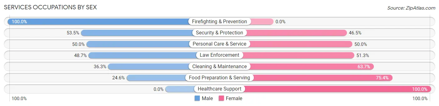 Services Occupations by Sex in Zip Code 37036