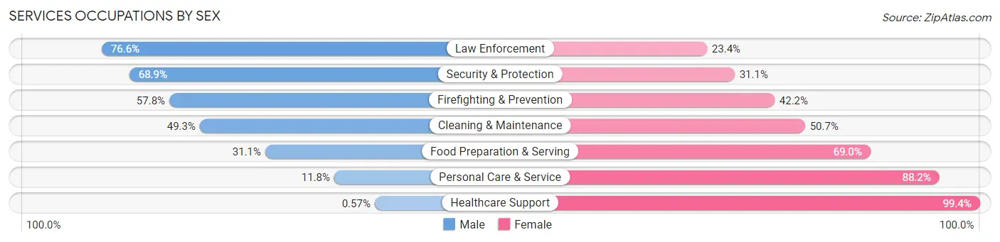 Services Occupations by Sex in Zip Code 37040
