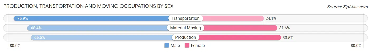 Production, Transportation and Moving Occupations by Sex in Zip Code 37042