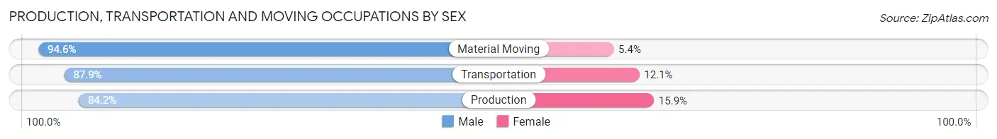 Production, Transportation and Moving Occupations by Sex in Zip Code 37043
