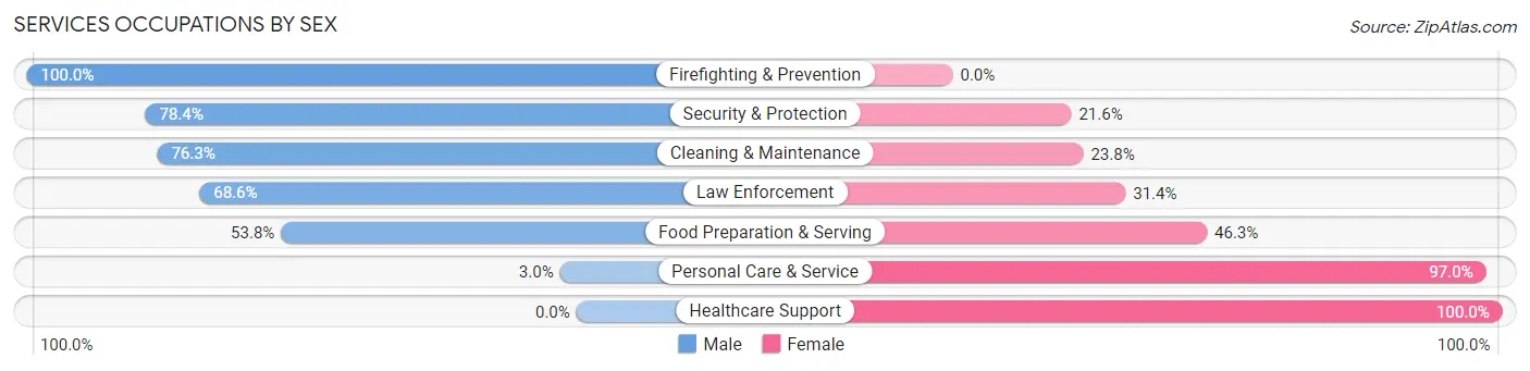 Services Occupations by Sex in Zip Code 37049