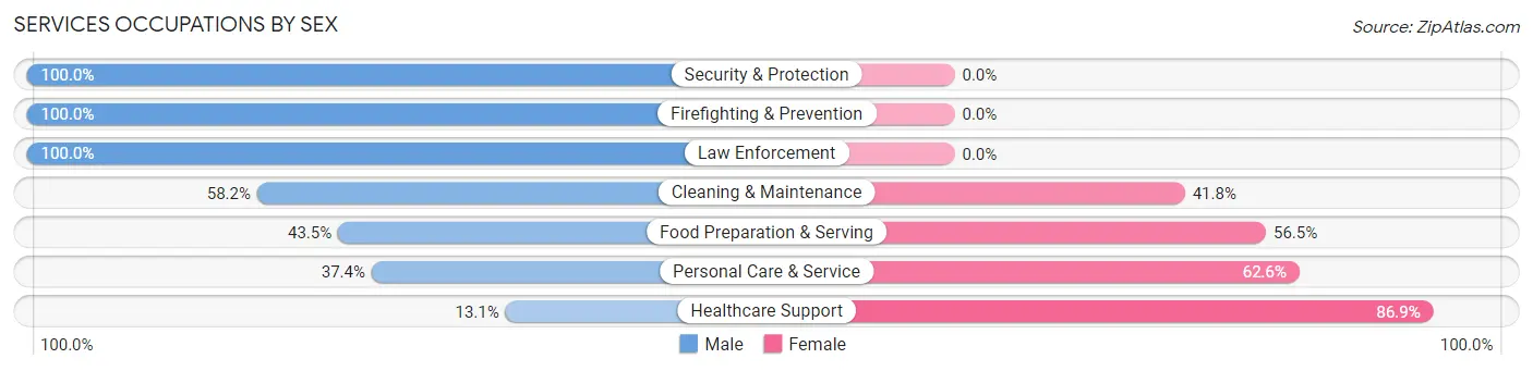 Services Occupations by Sex in Zip Code 37067