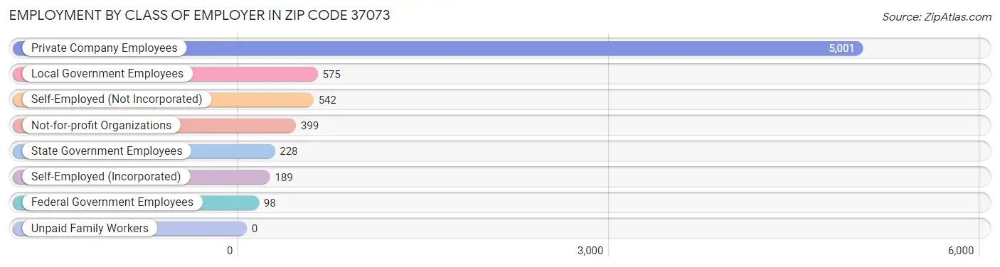 Employment by Class of Employer in Zip Code 37073