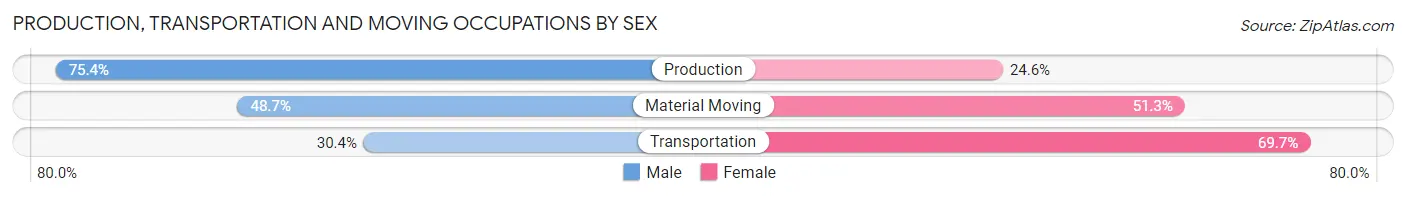 Production, Transportation and Moving Occupations by Sex in Zip Code 37074