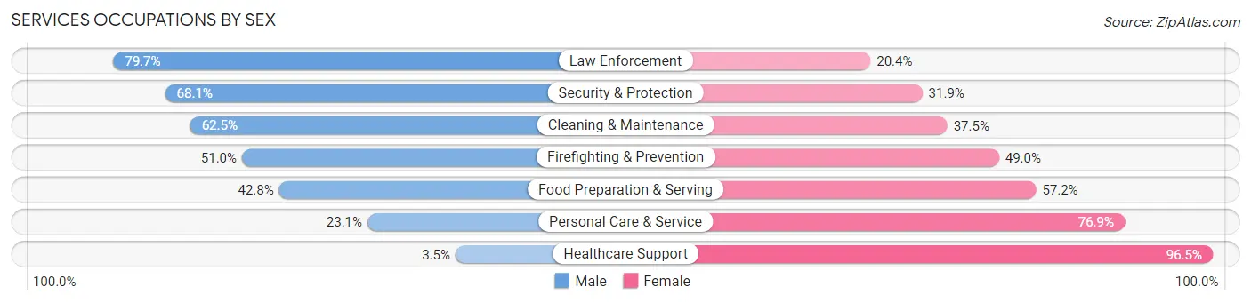 Services Occupations by Sex in Zip Code 37087