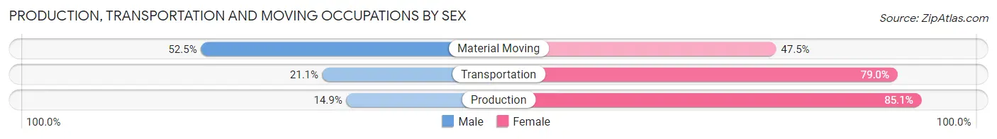Production, Transportation and Moving Occupations by Sex in Zip Code 37095