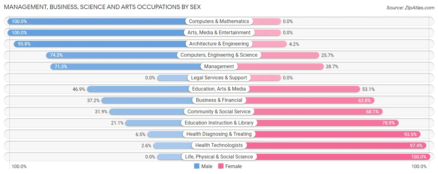 Management, Business, Science and Arts Occupations by Sex in Zip Code 37101