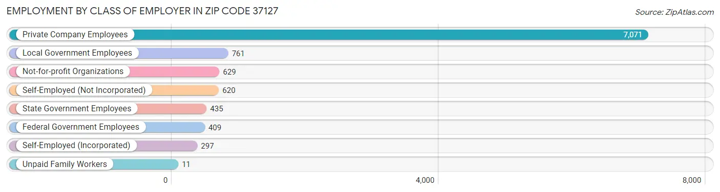 Employment by Class of Employer in Zip Code 37127