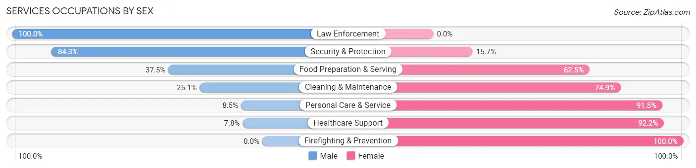 Services Occupations by Sex in Zip Code 37127