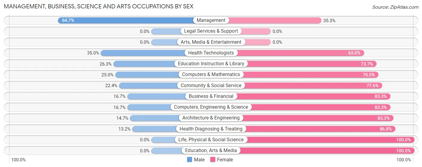 Management, Business, Science and Arts Occupations by Sex in Zip Code 37134