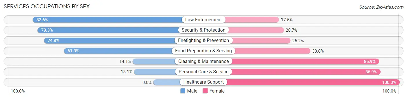 Services Occupations by Sex in Zip Code 37135