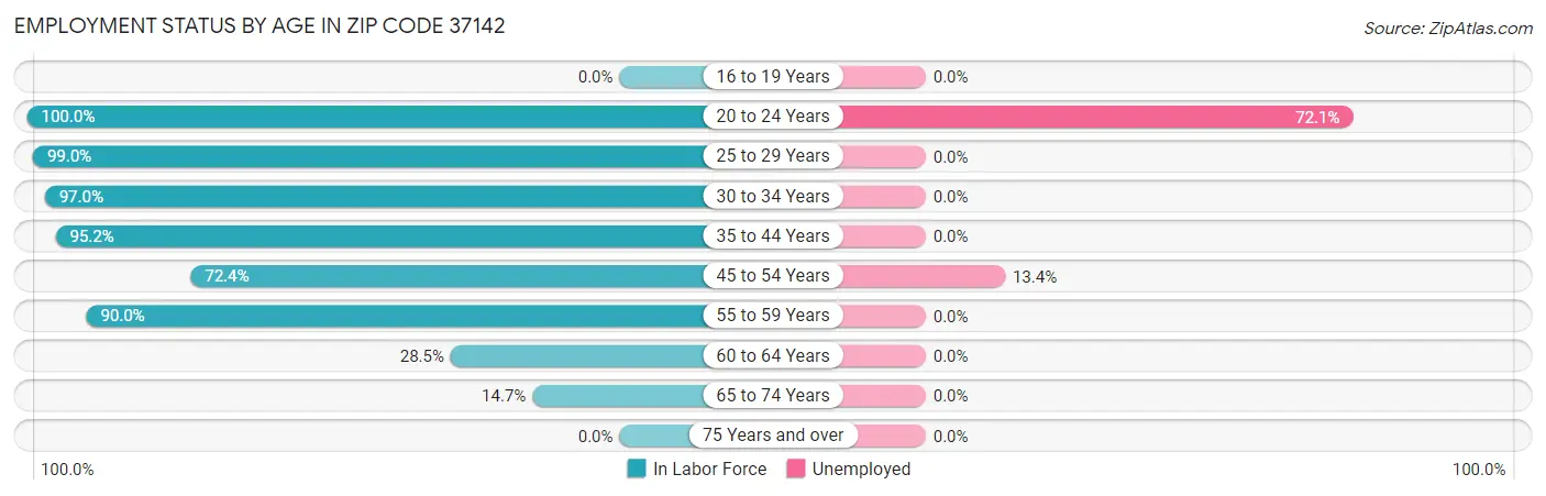 Employment Status by Age in Zip Code 37142