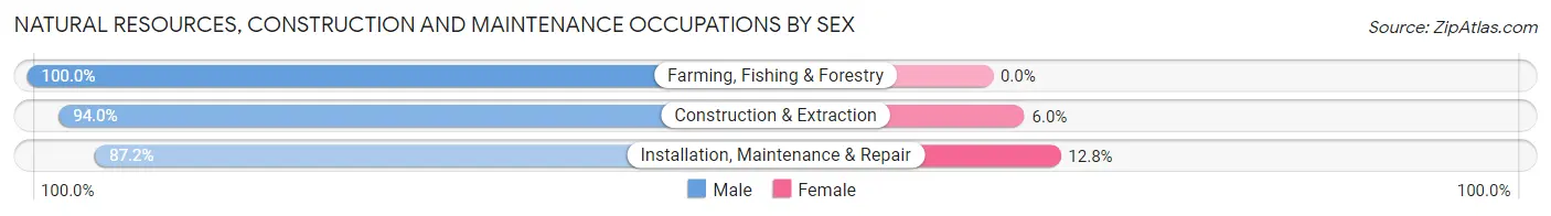 Natural Resources, Construction and Maintenance Occupations by Sex in Zip Code 37144