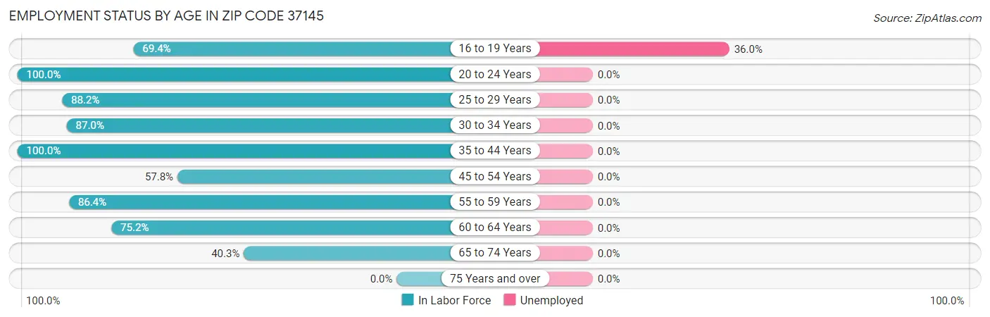 Employment Status by Age in Zip Code 37145