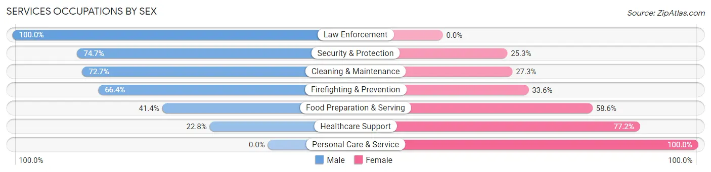 Services Occupations by Sex in Zip Code 37146