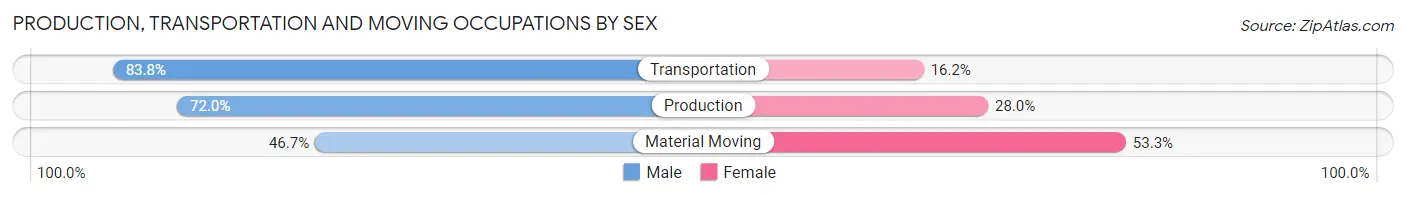 Production, Transportation and Moving Occupations by Sex in Zip Code 37148