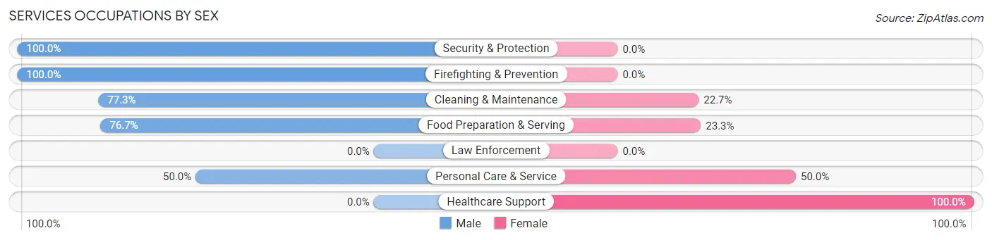 Services Occupations by Sex in Zip Code 37149