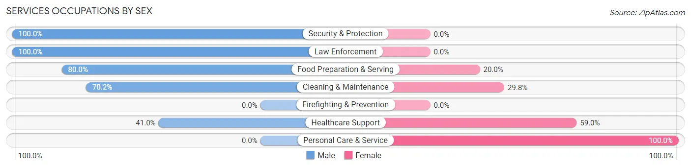 Services Occupations by Sex in Zip Code 37150
