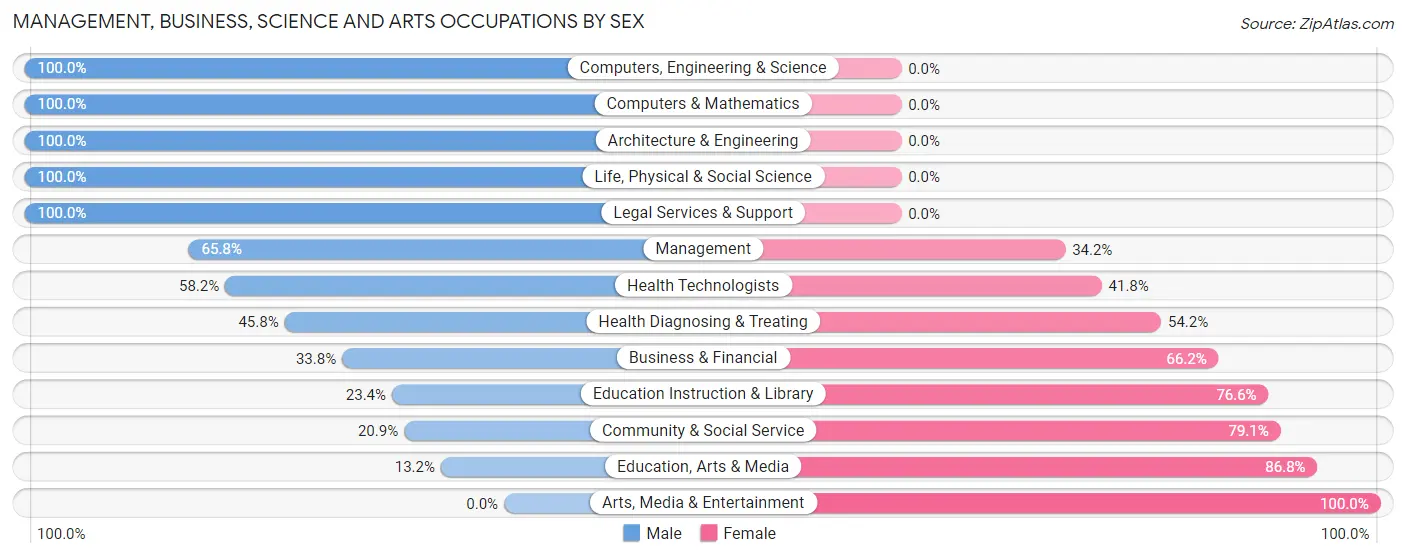 Management, Business, Science and Arts Occupations by Sex in Zip Code 37166