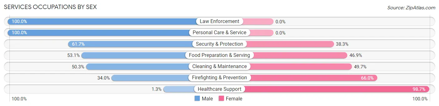 Services Occupations by Sex in Zip Code 37166