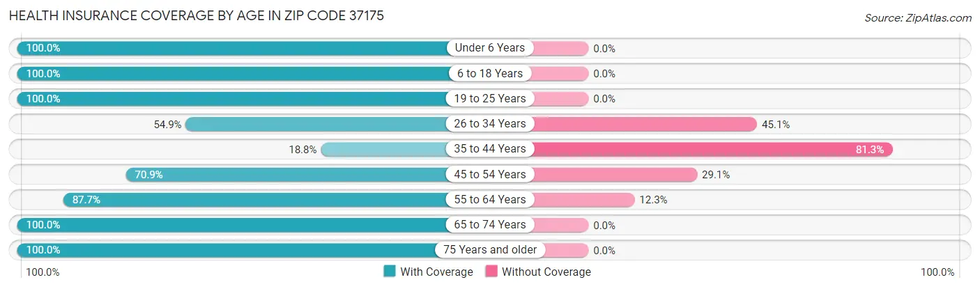 Health Insurance Coverage by Age in Zip Code 37175