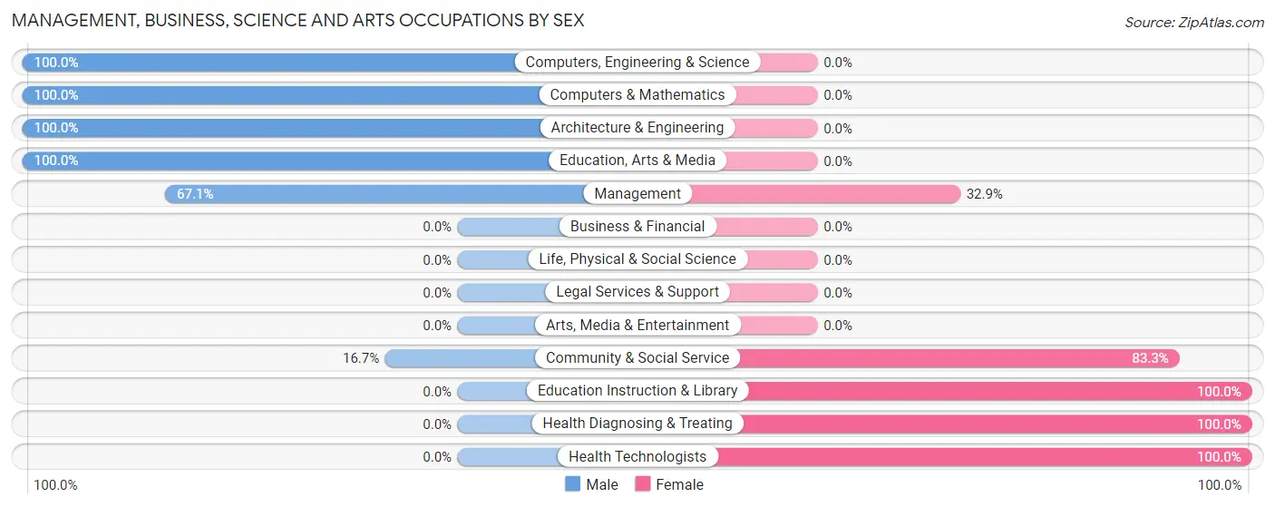 Management, Business, Science and Arts Occupations by Sex in Zip Code 37178