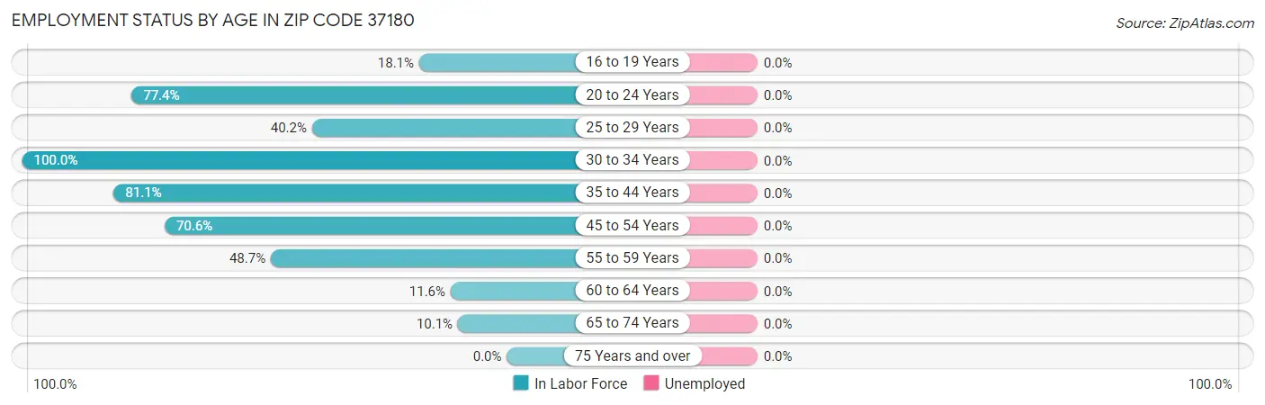 Employment Status by Age in Zip Code 37180