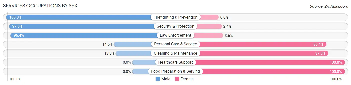 Services Occupations by Sex in Zip Code 37183